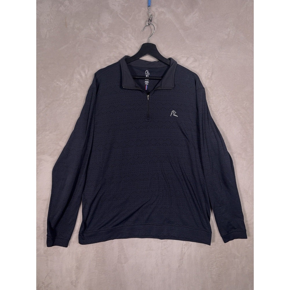 Rhoback Performance Quarter Zip Pullover Mens XL Navy Blue Geometric Golf
